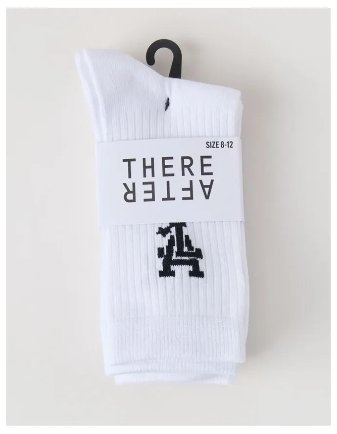 There After 3 Pack Crew Logo Socks in White
