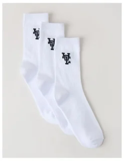 There After 3 Pack Crew Logo Socks in White