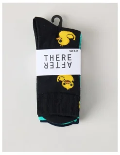 There After 3 Pack Novelty Socks in Black and Emerald