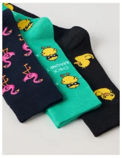 There After 3 Pack Novelty Socks in Black and Emerald