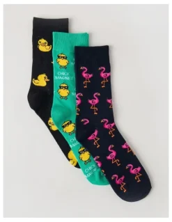 There After 3 Pack Novelty Socks in Black and Emerald