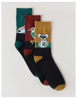 There After 3 Pack Novelty Socks in Jasper, Ochre, and Ginger