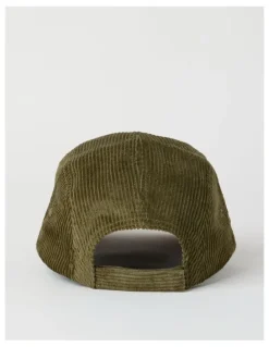 There After Chunky Cord 5 Panel Cap Hat in Khaki and Stone