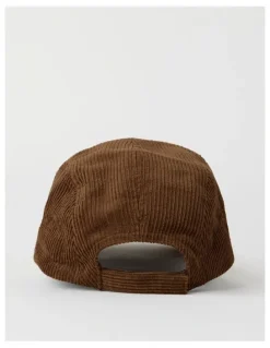There After Chunky Cord 5 Panel Cap Hat in Brown and Beige