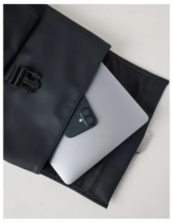 There After Rubberised Backpack Bag in Black