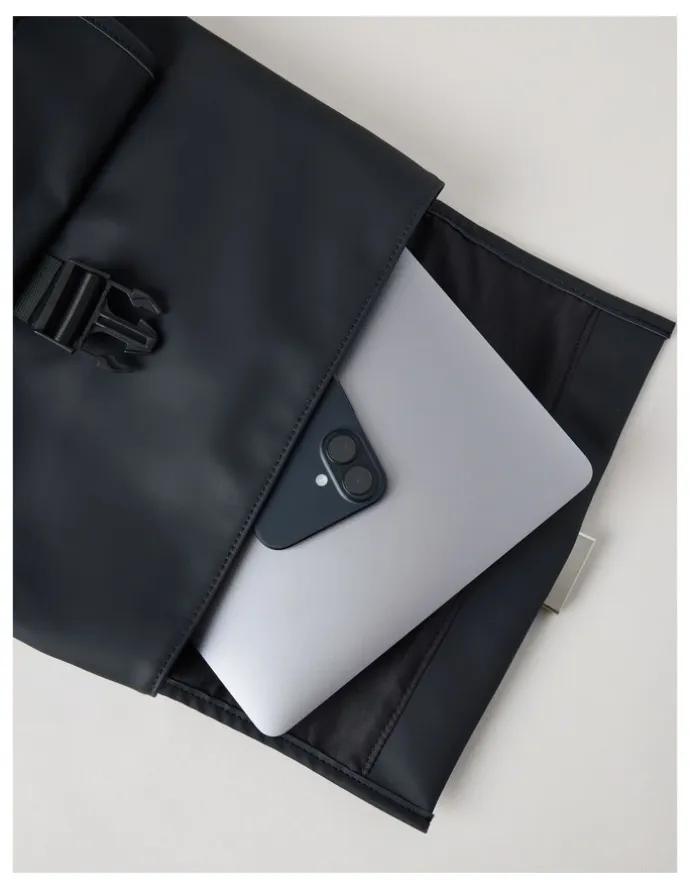 There After Rubberised Backpack Bag in Black