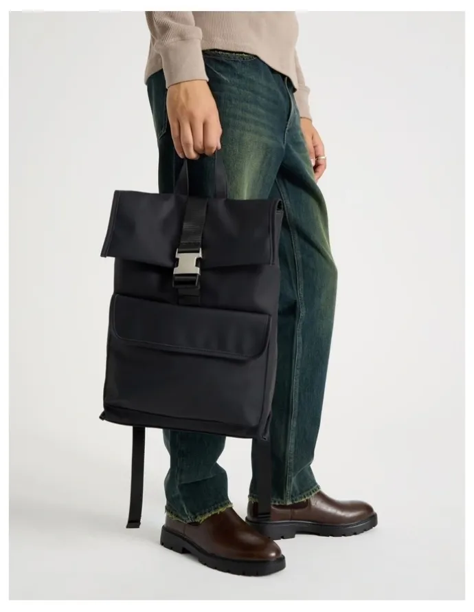 There After Rubberised Backpack Bag in Black