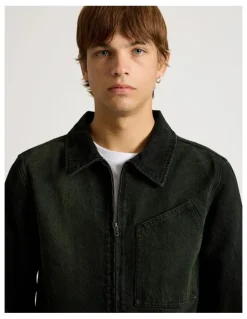 There After Angled Pocket Denim Jacket in Black