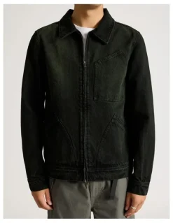 There After Angled Pocket Denim Jacket in Black