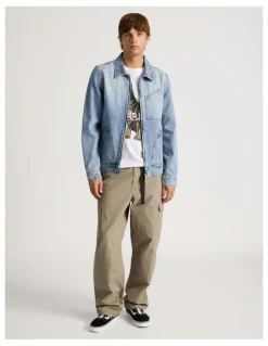 There After Angled Pocket Denim Jacket in Blue