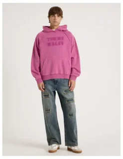 There After Burn Out Hooded Sweat in Pink