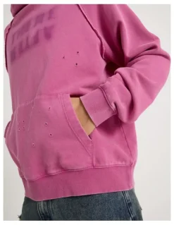 There After Burn Out Hooded Sweat in Pink