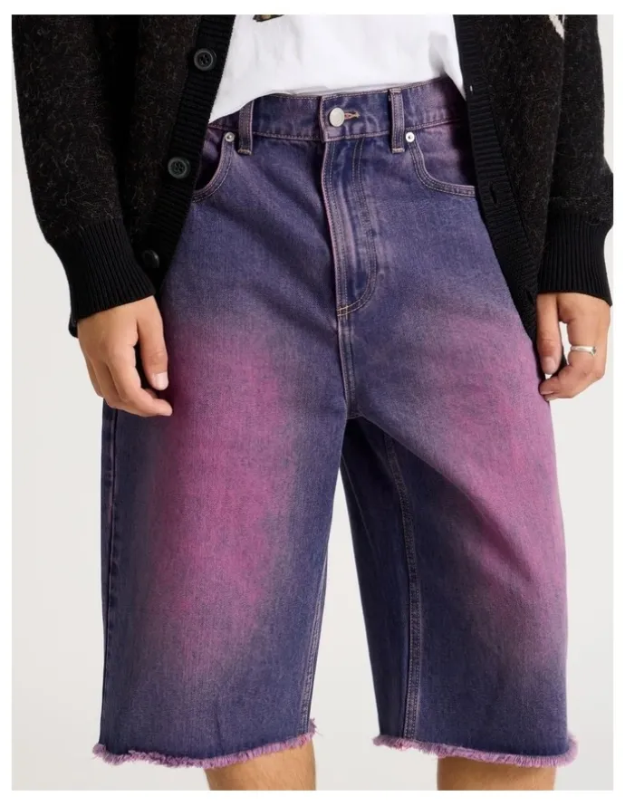 There After Coloured Wash Denim Jorts in Pink