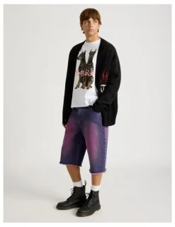 There After Coloured Wash Denim Jorts in Pink
