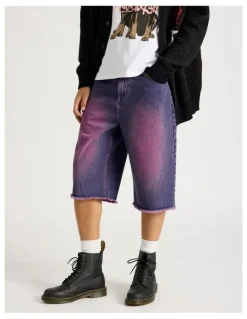 There After Coloured Wash Denim Jorts in Pink
