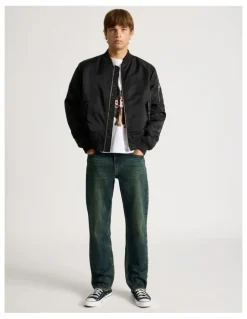 There After Coloured Wash Straight Leg Jeans in Green