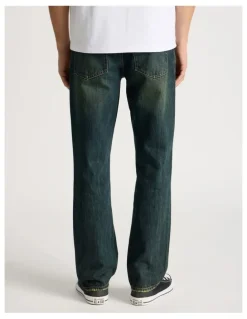 There After Coloured Wash Straight Leg Jeans in Green