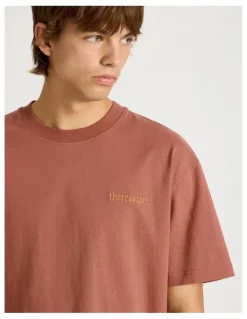 There After Core Embroidered Logo Oversized Short Sleeve Tee in Burnt Orange