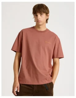 There After Core Embroidered Logo Oversized Short Sleeve Tee in Burnt Orange