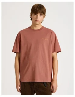 There After Core Embroidered Logo Oversized Short Sleeve Tee in Burnt Orange