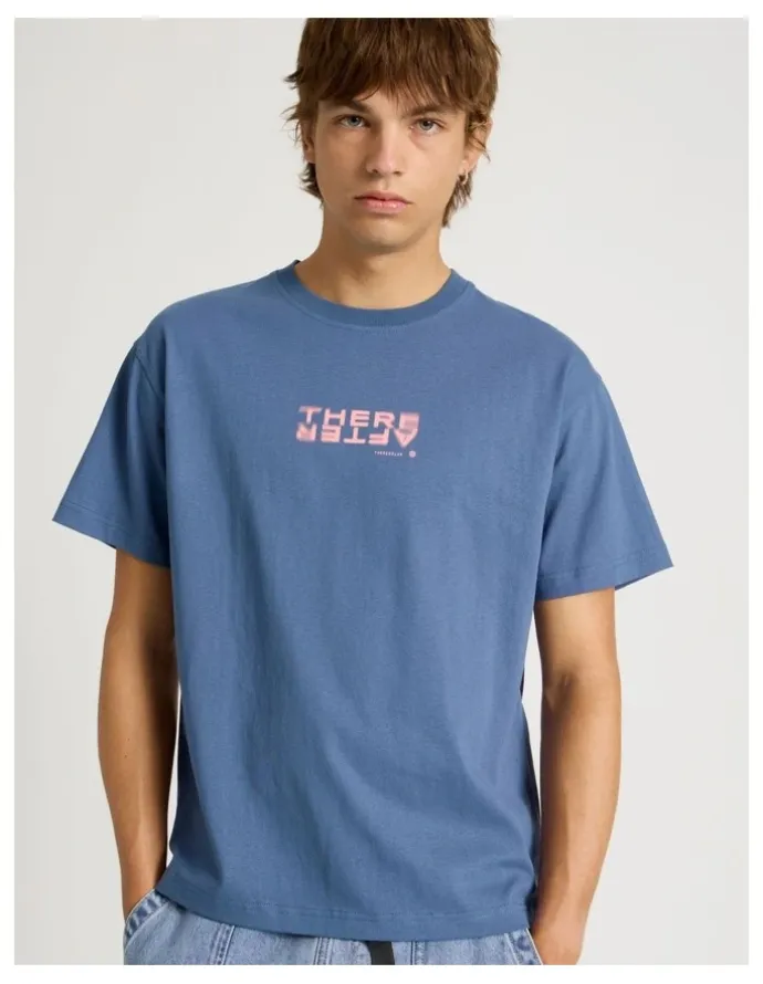There After Core Logo Boxy Fit Short Sleeve Tee in Blue