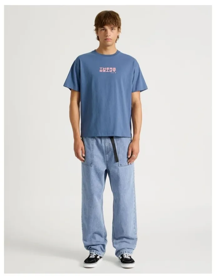 There After Core Logo Boxy Fit Short Sleeve Tee in Blue