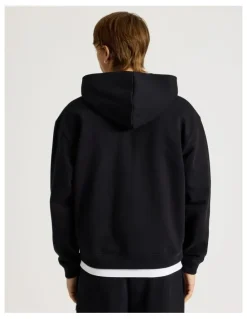 There After Core Logo Hooded Full Zip Sweater in Black