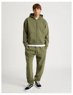 There After Core Logo Hooded Full Zip Sweat Olive