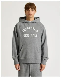 There After Core Terry Hooded Pullover Sweater in Grey