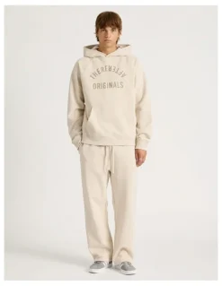 There After Core Wide Leg Terry Track Pants in Stone