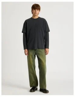 There After Double Layer Long Sleeve Tee in Charcoal