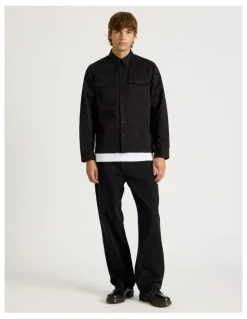 There After Double Pocket Long Sleeve Shirt in Black
