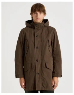 There After Fishtail Parka Jacket in Dark Brown