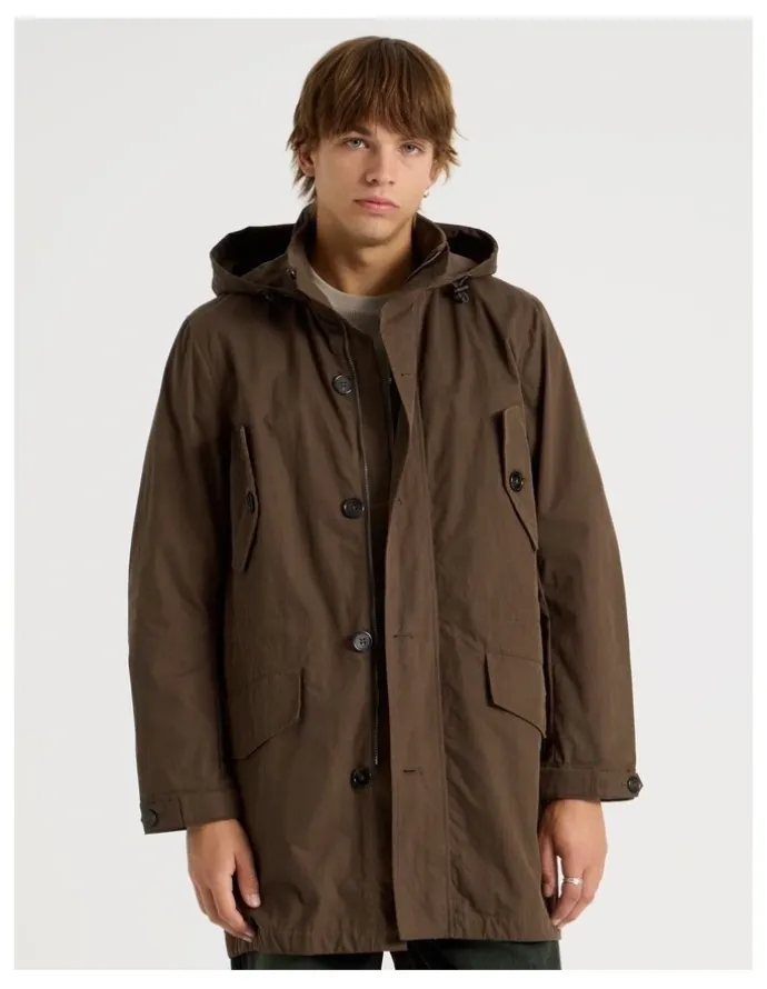 There After Fishtail Parka Jacket in Dark Brown