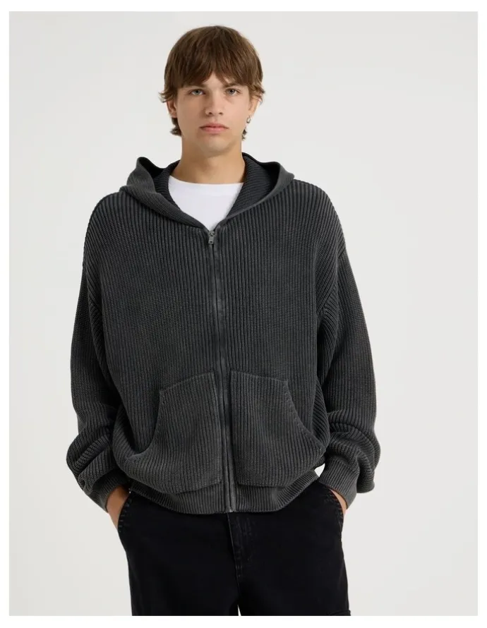 There After Gothic Zip Thru Knit in Black