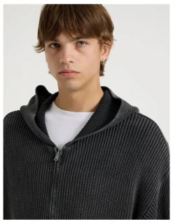 There After Gothic Zip Thru Knit in Black