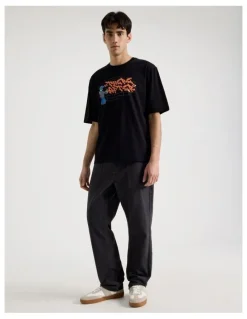 There After Graffiti Print Short Sleeve Tee in Black