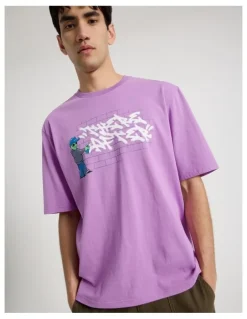 There After Graffiti Print Short Sleeve Tee in Purple