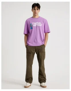 There After Graffiti Print Short Sleeve Tee in Purple