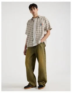 There After Graffiti Short Sleeve Shirt in Cream Check