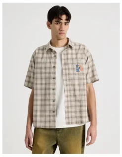 There After Graffiti Short Sleeve Shirt in Cream Check
