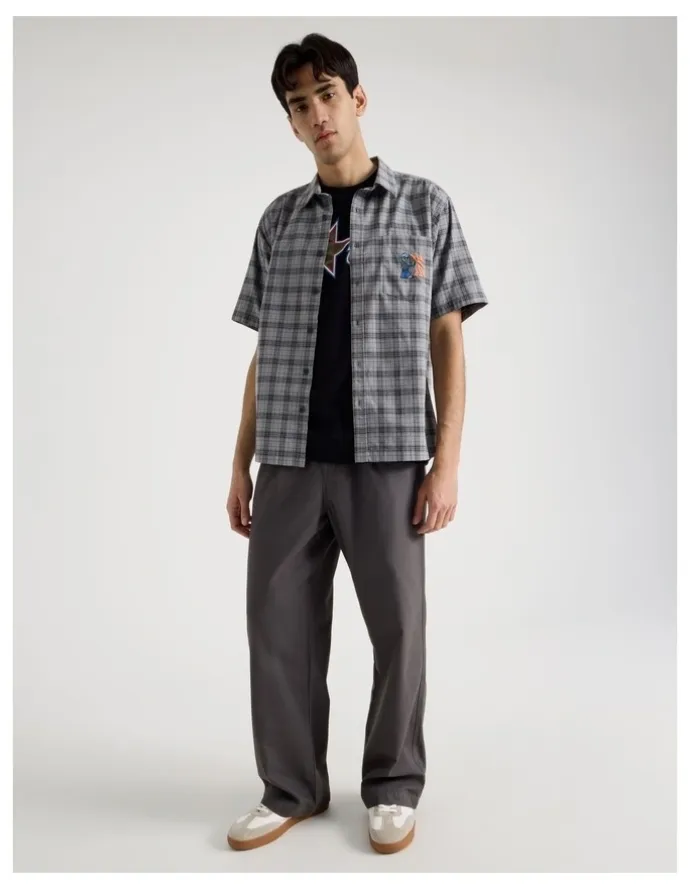 There After Graffiti Short Sleeve Shirt in Grey Check