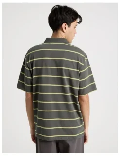 There After Logo Short Sleeve Polo in Petrol Stripe