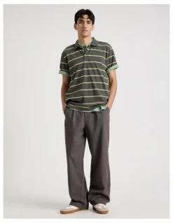 There After Logo Short Sleeve Polo in Petrol Stripe