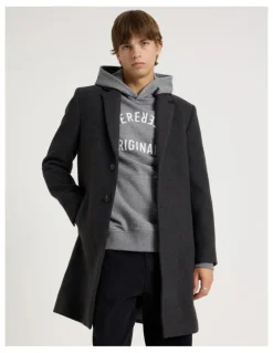 There After Longline Tailored Coat in Charcoal Marle