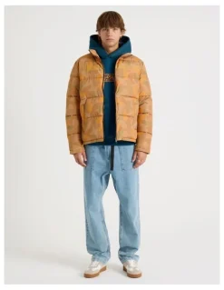 There After Mid Length Puffer Jacket in Orange Camo