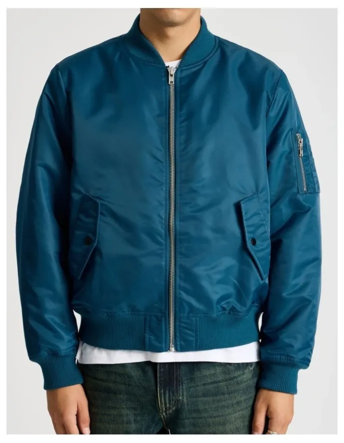 There After Nylon Bomber Jacket in Blue
