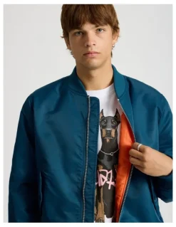 There After Nylon Bomber Jacket in Blue