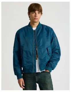 There After Nylon Bomber Jacket in Blue