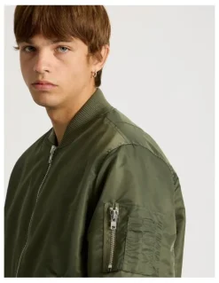 There After Nylon Bomber Jacket in Olive